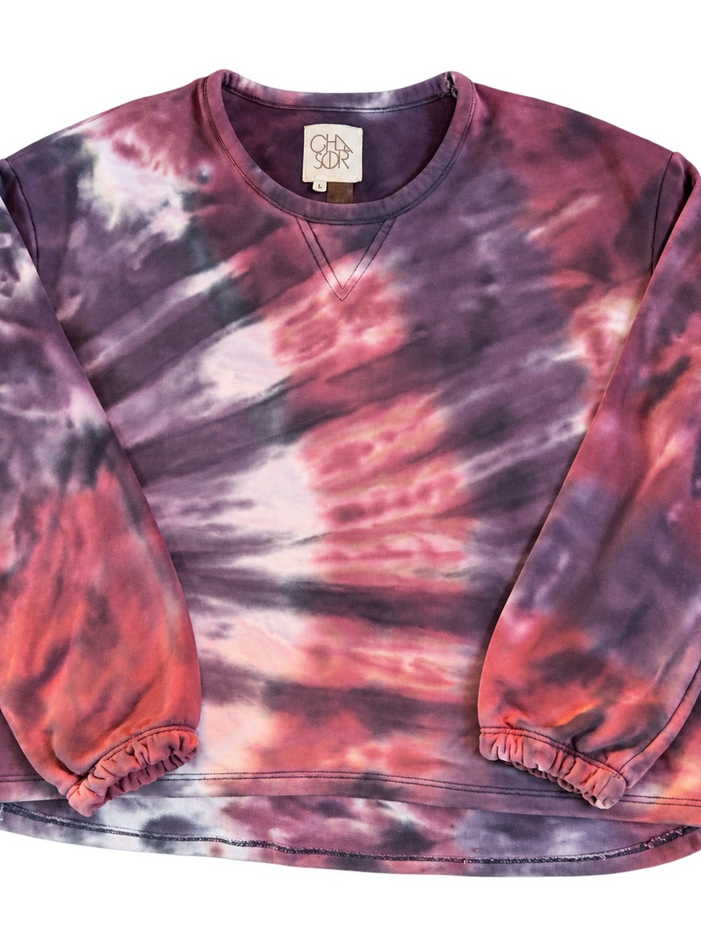 Chaser Tie-Dye Crew Sweatshirt in Pink, Purple & Coral